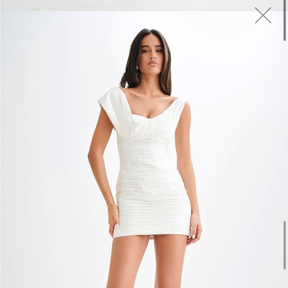 Meshki Farrah White Classic Mini Dress